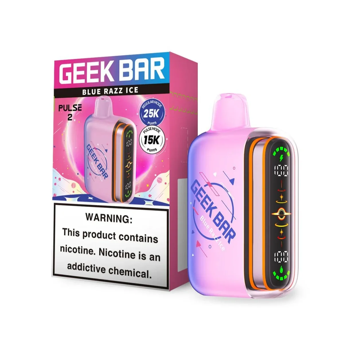 GEEK BAR Pulse 2 25K Blue Razz Ice device and packaging at ZAZA Smoke Shop & Vapes in Kissimmee