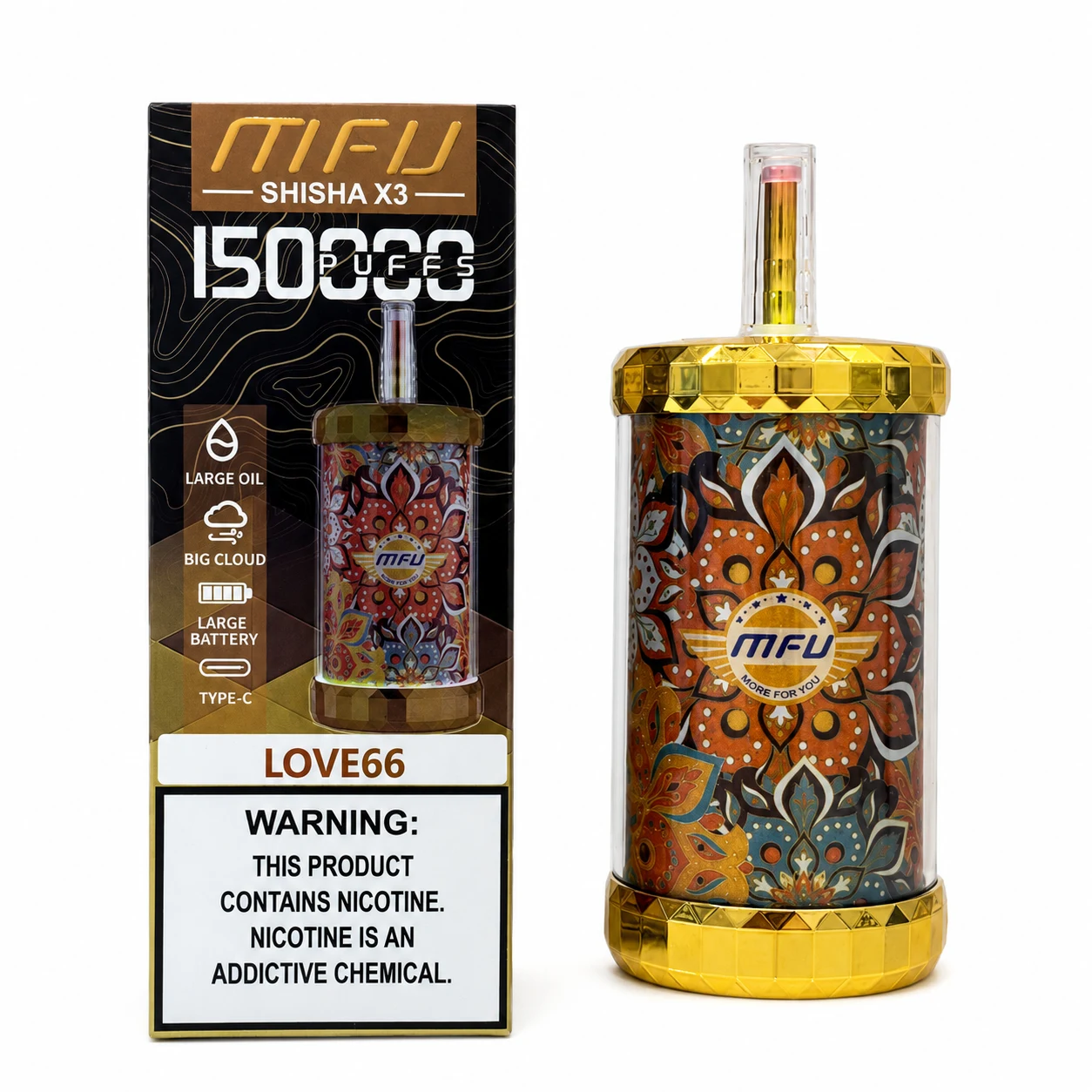 MFU SHISHA X3 150K with packaging at ZAZA Smoke Shop & Vapes in Kissimmee