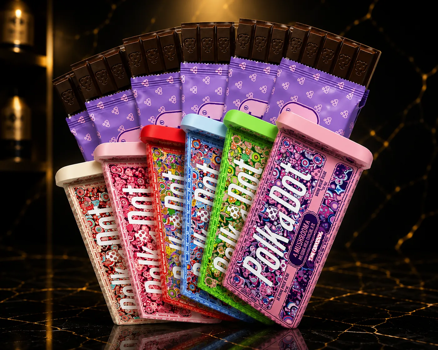 Pokadot functional mushroom chocolate bars at ZAZA Smoke Shop & Vape in Kissimmee, Florida.