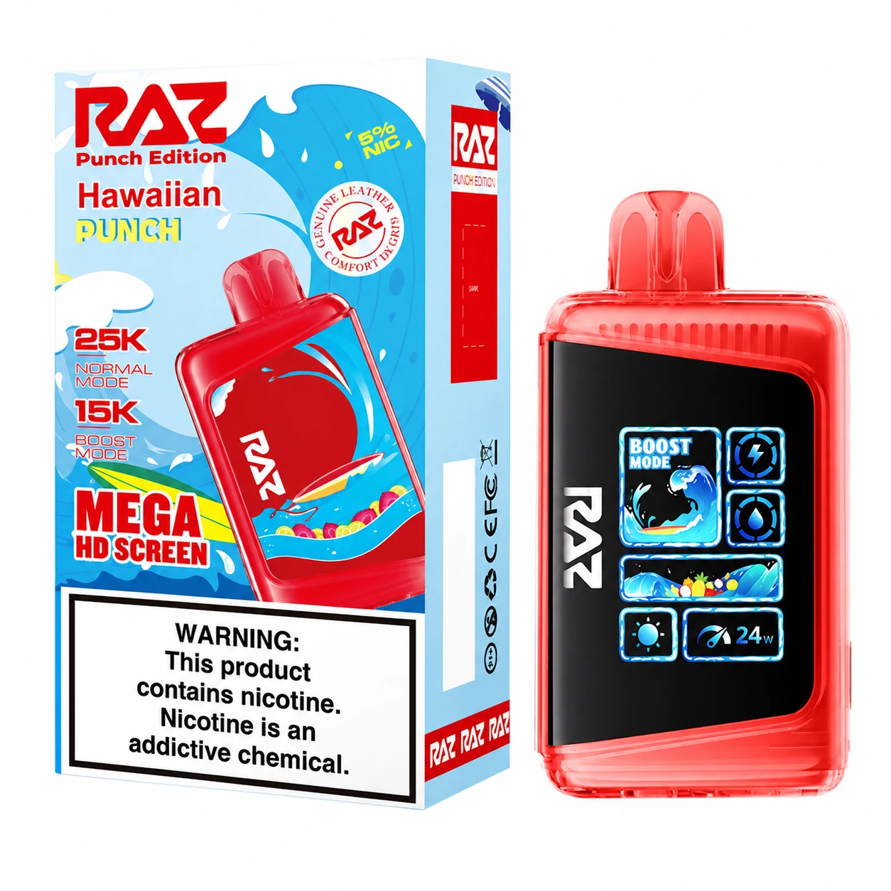 RAZ LTX 25000 Hawaiian Punch disposable vape with box at ZAZA Smoke Shop & Vapes – Kissimmee