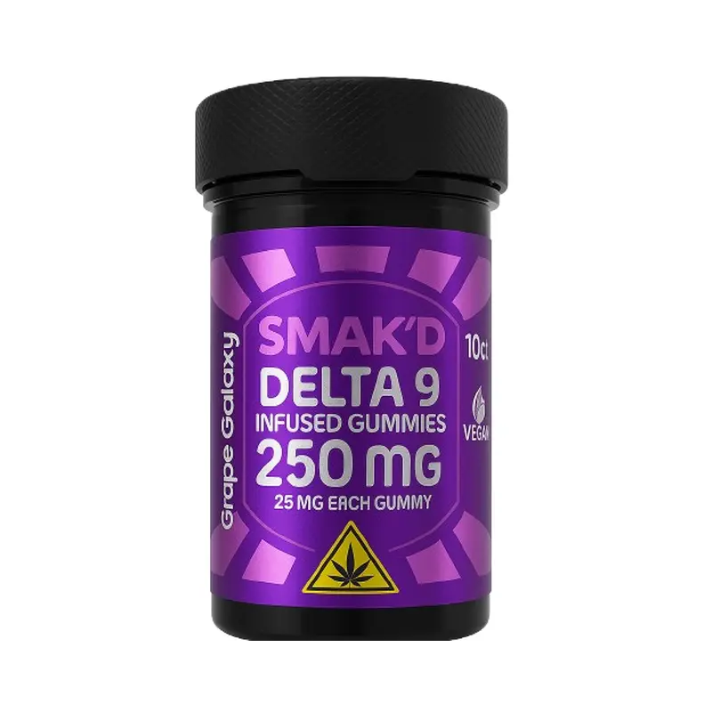 SMAK’D Delta 9 Infused Gummies 250mg Grape Galaxy jar
